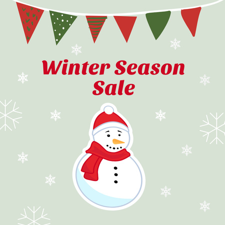 Winter Sale Announcement with Snowman Instagramデザインテンプレート