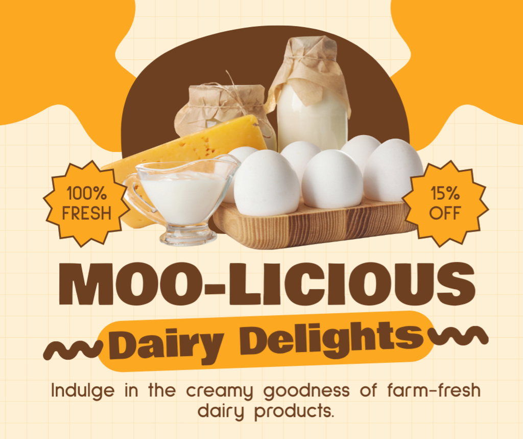 Eggs and Dairy Discount Offer Facebookデザインテンプレート