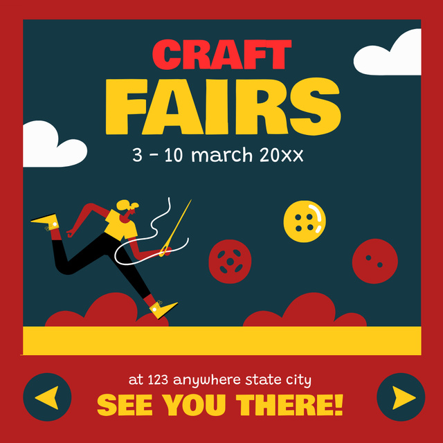 Craft Fairs Announcement With Illustration Instagramデザインテンプレート