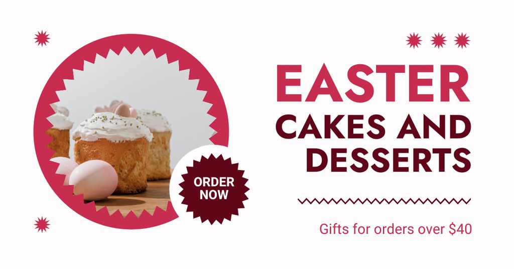 Ontwerpsjabloon van Facebook AD van Easter Holiday Cakes and Desserts Offer