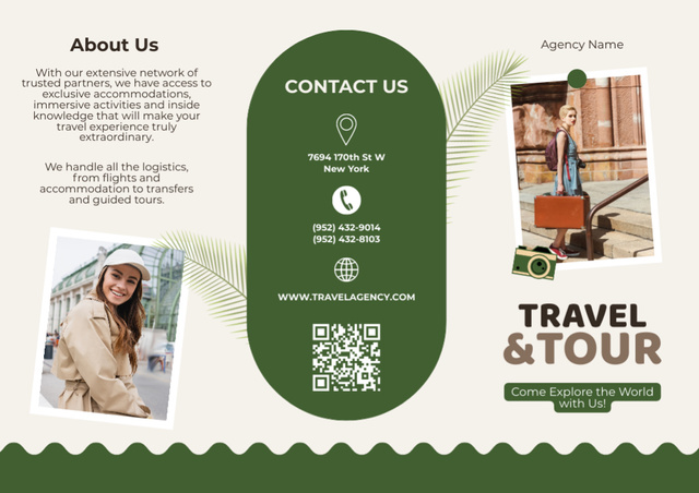 Summer Travel Offer on Green Brochure Tasarım Şablonu