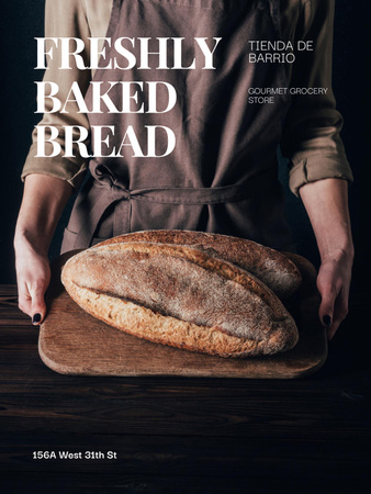 Mulher polvilhando farinha no pão fresco Poster US Modelo de Design