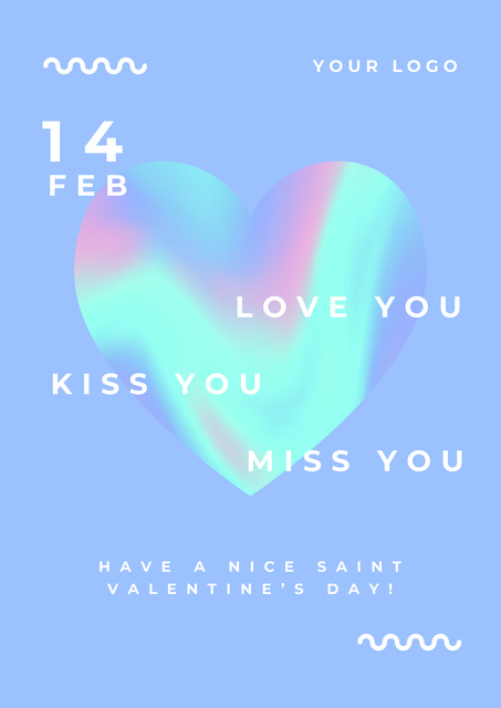Valentine's Day Greeting with Gradient Heart Poster Design Template