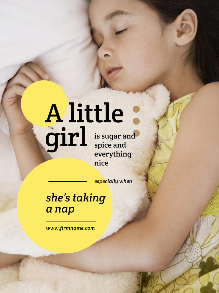 Cute Sleeping Little Girl Poster USデザインテンプレート