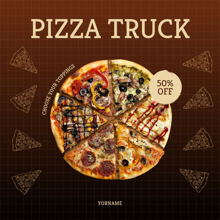 Modèle de visuel Annonce de cuisine de rue avec réduction sur une pizza savoureuse - Instagram