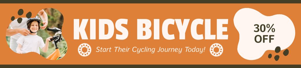 Designvorlage Discount on Kids' Bicycles on Orange für Ebay Store Billboard