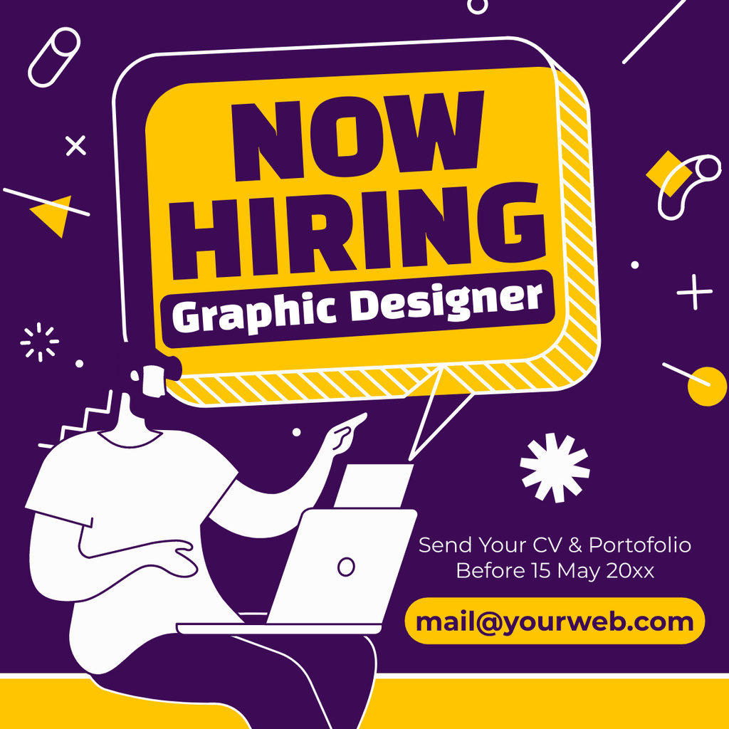Creative and Talented Graphic Designer is Needed LinkedIn postデザインテンプレート