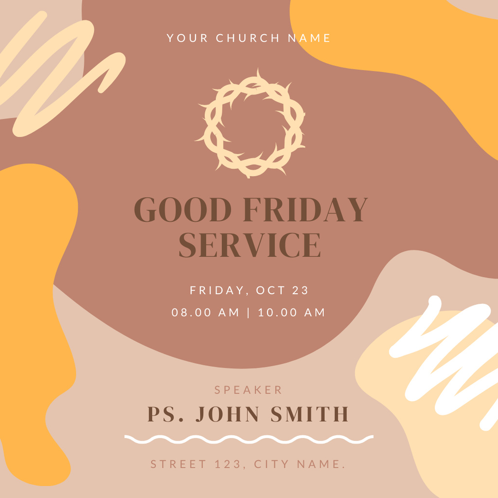 Good Friday Service Announcement Instagram Tasarım Şablonu