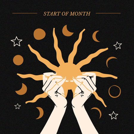 Designvorlage Astrological Inspiration with Hands holding Sun für Instagram