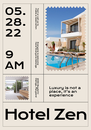 Luxury Hotel Opening Announcement Poster 28x40in Tasarım Şablonu