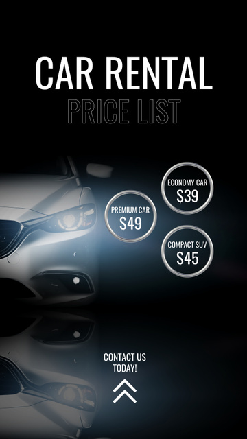 Car Rental Service With Price List Instagram Video Story Šablona návrhu