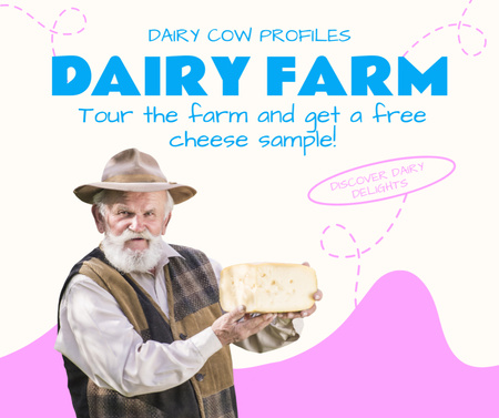 Modèle de visuel Obtenez un échantillon de fromage gratuit à la ferme laitière - Facebook