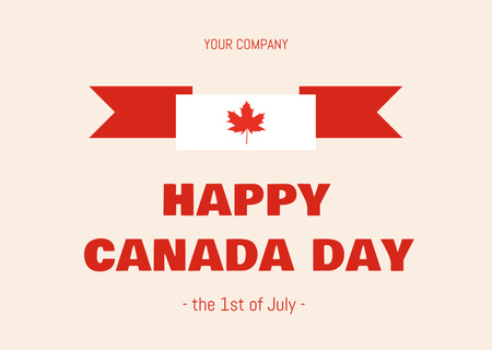 Modèle de visuel Annonce de célébration de la fête du Canada avec drapeau - Card