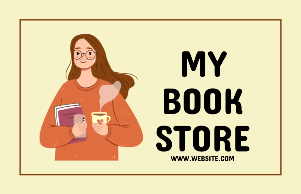 Modèle de visuel Ad of Bookstore with Reader - Business Card 85x55mm