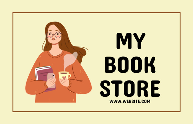 Ad of Bookstore with Reader Business Card 85x55mm – шаблон для дизайна