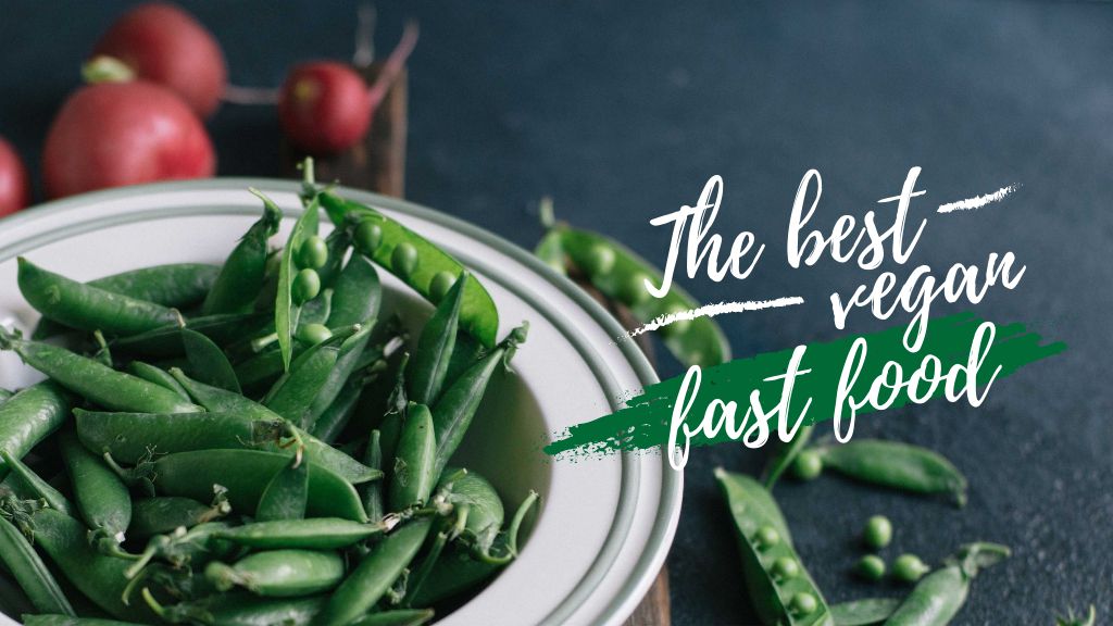 Plantilla de diseño de Vegan Fast Food Green Peas Title 