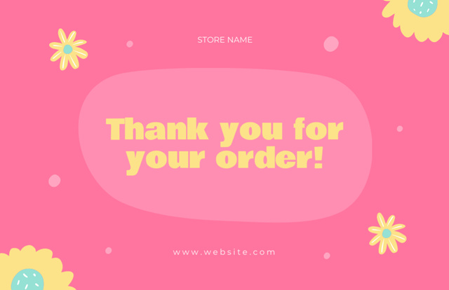 Szablon projektu Thank You For Your Order Message in Pink Simple Layout Thank You Card 5.5x8.5in