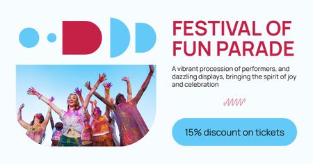 Deslumbrante Festival de Diversão com Tintas e Desconto na Entrada Facebook AD Modelo de Design