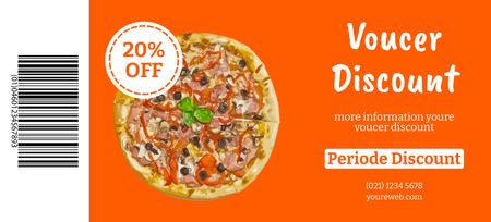 Discount Voucher for Pizza in Orange Coupon 3.75x8.25in Design Template