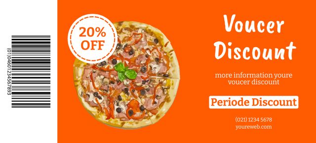 Discount Voucher for Pizza in Orange Coupon 3.75x8.25in Tasarım Şablonu