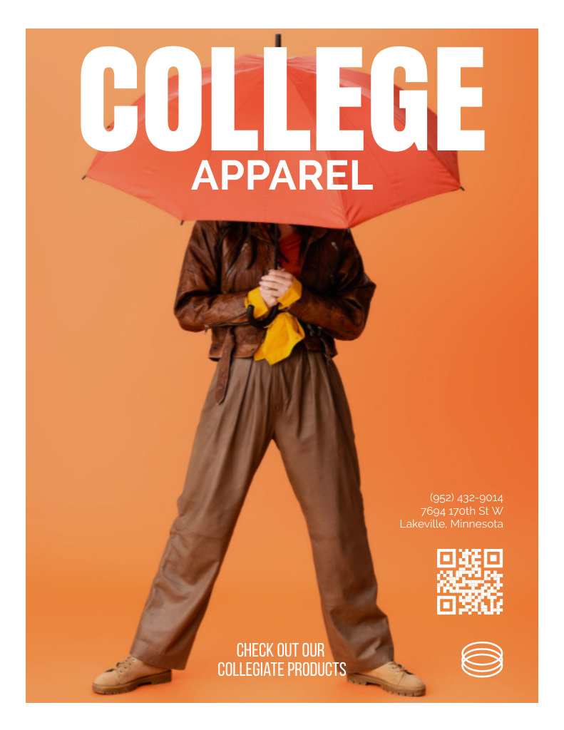 Designvorlage Modern College Apparel and Merchandise Offer with Red Branded Umbrella für Poster 8.5x11in