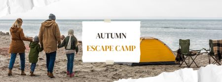 Autumn Camp Ad with Family on Beach Facebook cover Design Template