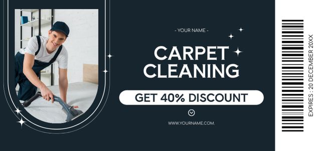 Services of Carpet Cleaning with Young Worker Coupon Din Large Πρότυπο σχεδίασης