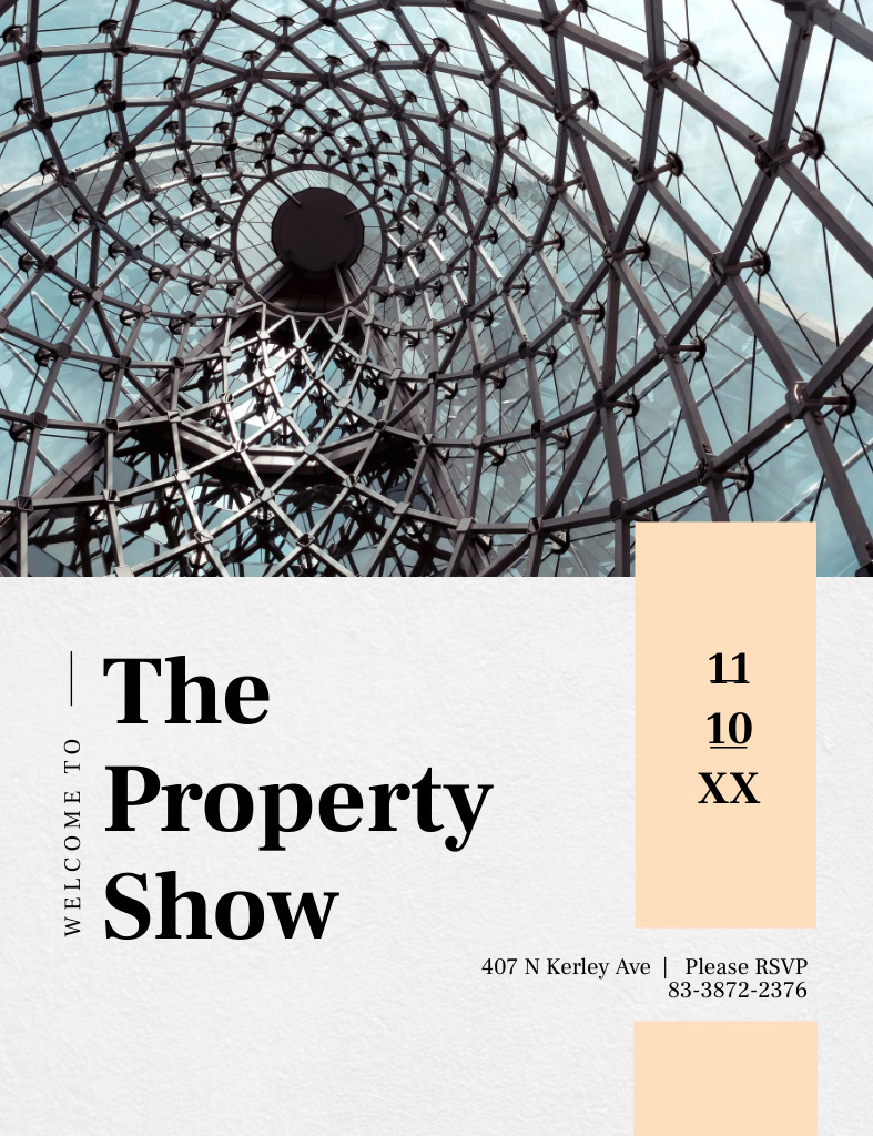 Modern Property Show Announcement With Glass Dome Invitation 13.9x10.7cm tervezősablon