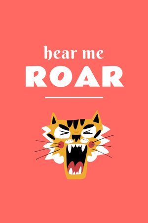 Funny Phrase with Tiger Postcard 4x6in Vertical Design Template