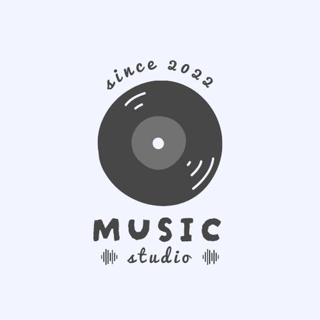 Music studio Ad with Vinyl Logo Tasarım Şablonu