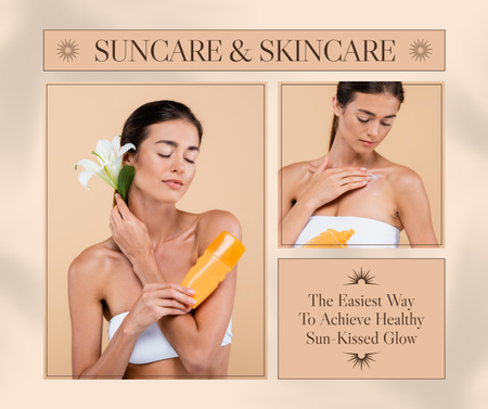 Ontwerpsjabloon van Facebook van Verkoop cosmetica voor bescherming tegen de zon tijdens het bruinen