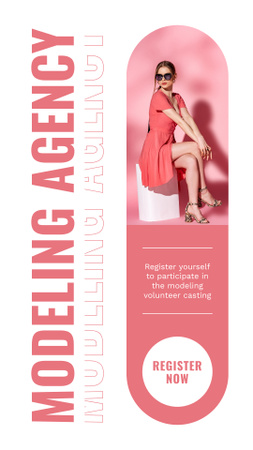 Model Agency Promo with Woman in Pink Instagram Story Design Template