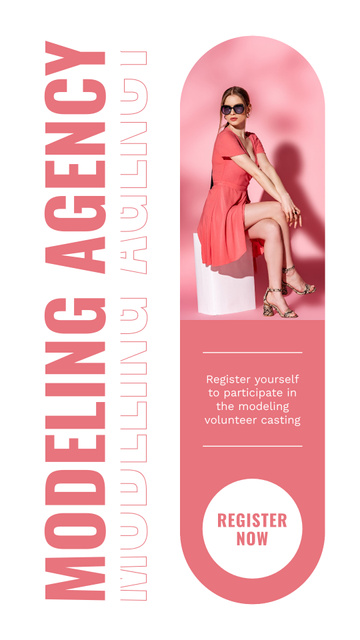 Model Agency Promo with Woman in Pink Instagram Story Modelo de Design