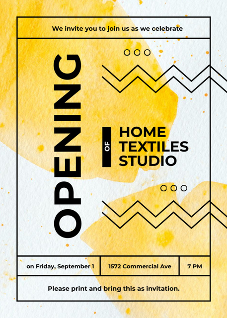Modèle de visuel Opening of Home Textile Studio - Invitation