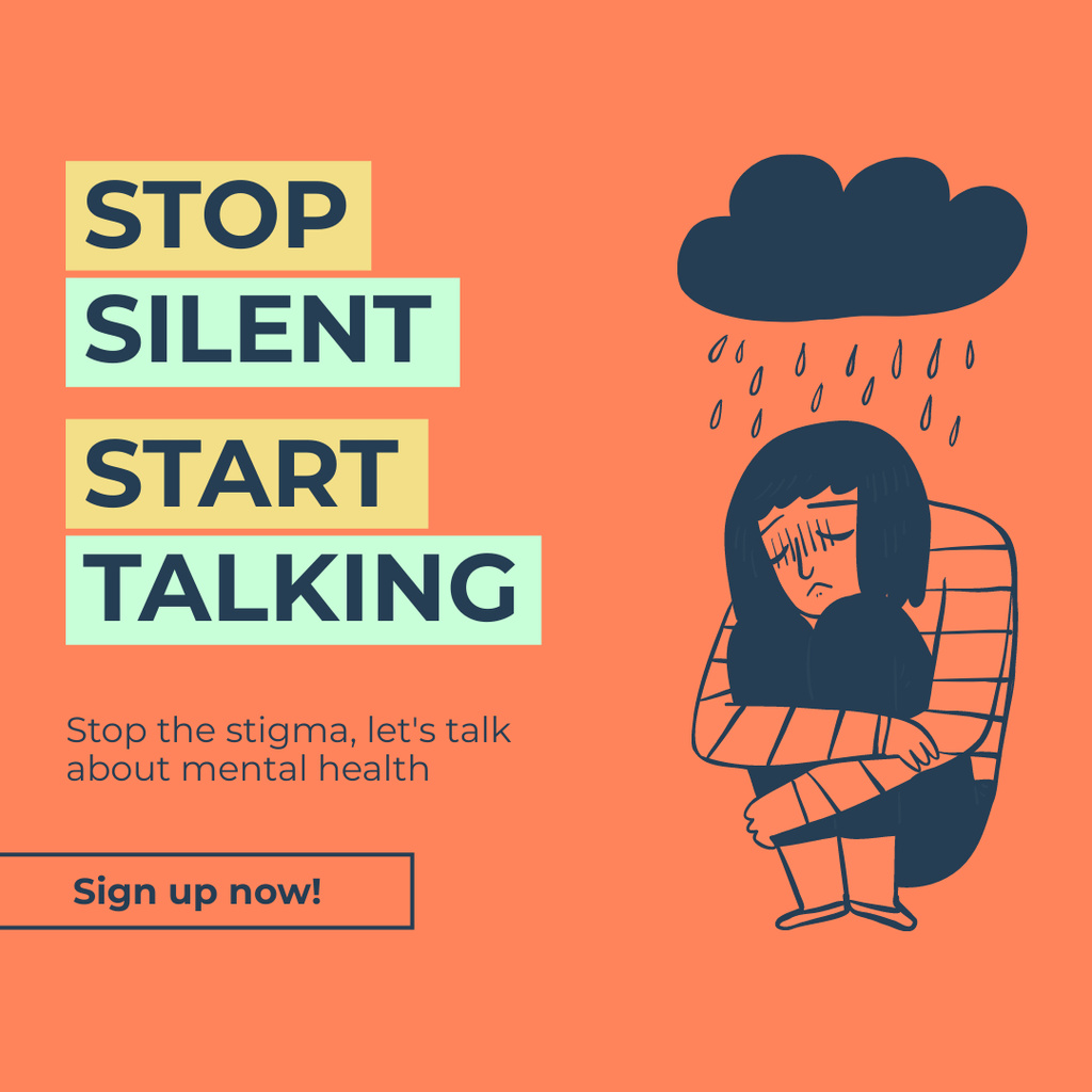 Platilla de diseño Online Mental Health Talks Instagram AD