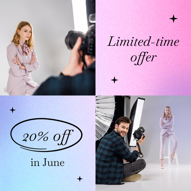 Template di design Summer Photography Course With Discount And Booking Animated Post