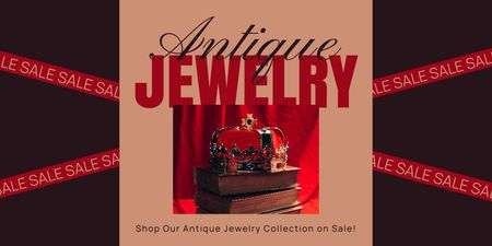 Timeless Jewelry Collection With Crown Sale Offer Twitter Design Template