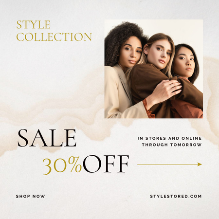 Fashion Ad with Multiracial Women Instagram Design Template