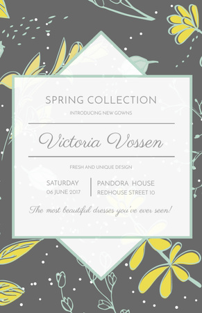 Anúncio da Coleção Moda Primavera com Flores Flyer 5.5x8.5in Modelo de Design
