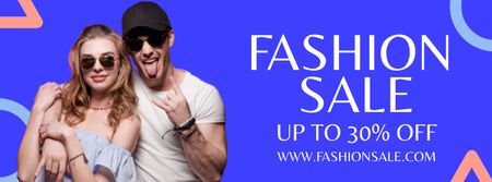 Ontwerpsjabloon van Facebook cover van Fashion Sale Offer With Summer Outfits For Couple