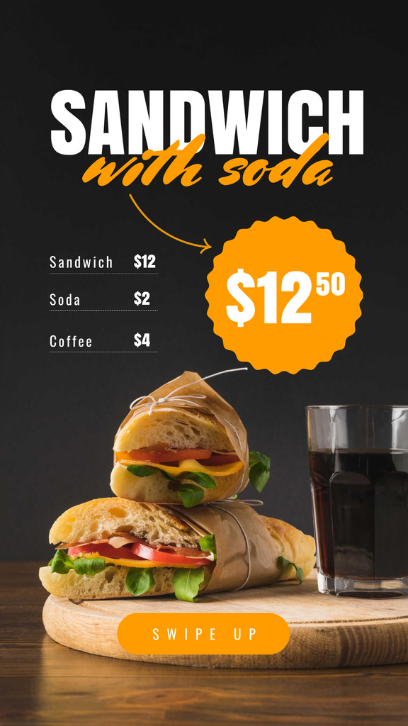 Fast Food Offer with Sandwiches Instagram Story – шаблон для дизайну