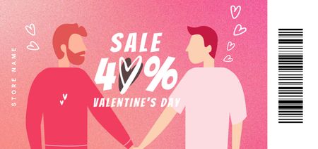 Valentine's Day Sale with Gay Couple Coupon Din Large Design Template