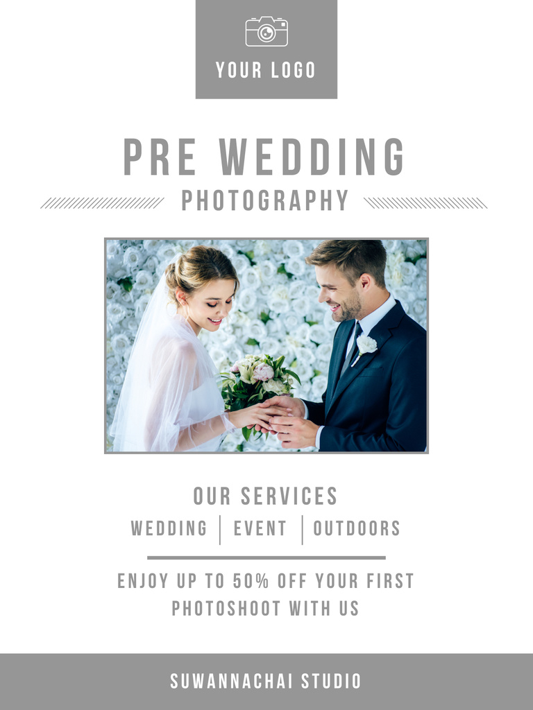 Pre Wedding Photography Services Poster USデザインテンプレート