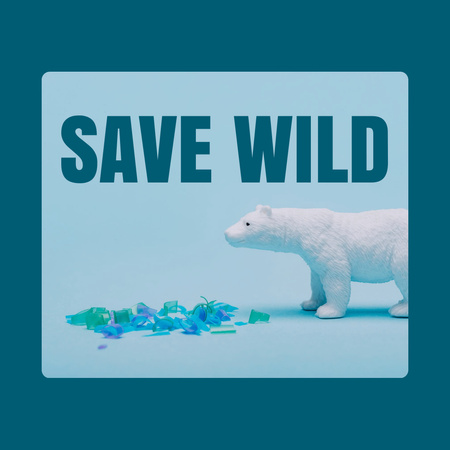 Ontwerpsjabloon van Instagram van Bewustwording van klimaatverandering en red het wild met een ijsbeer
