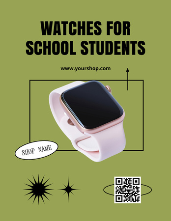 Modèle de visuel Offre de vente de montres de fitness sur vert - Poster 8.5x11in
