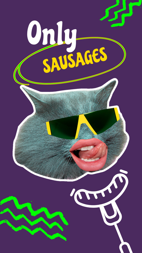 Designvorlage Funny Cat with Female Mouth in Sunglasses für Instagram Story