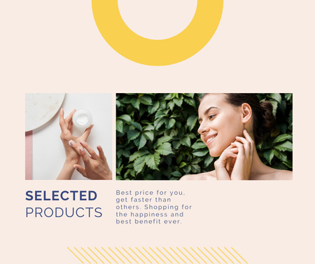 Selected Skincare Products Offer with Cream Facebook Design Template
