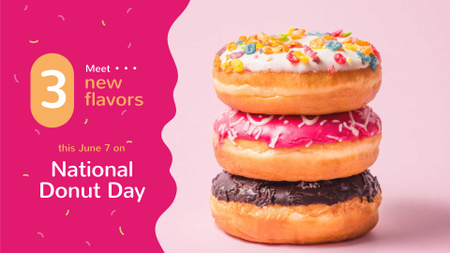 Delicious glazed Donut's day sale FB event cover Design Template