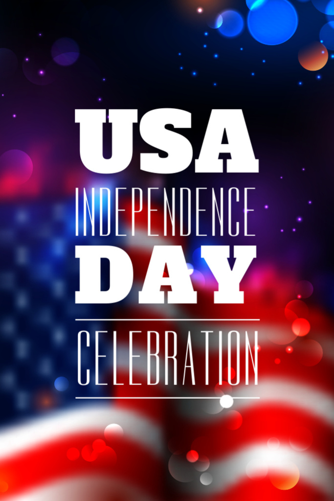 USA Independence Day Celebration with American Flag Postcard 4x6in Vertical Design Template