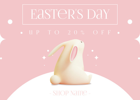 Easter Promotion with Decorative Bunny in Pink Card Πρότυπο σχεδίασης